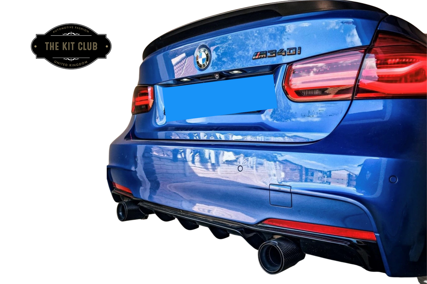 BMW 3 Series F30 F31 - M Performance Style Rear Diffuser Gloss Black Dual Exit