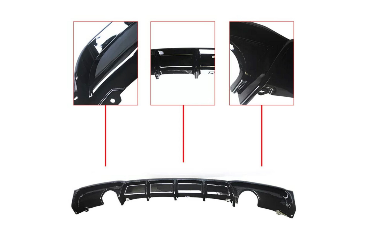 BMW 3 Series F30 F31 - M Performance Style Rear Diffuser Gloss Black Dual Exit