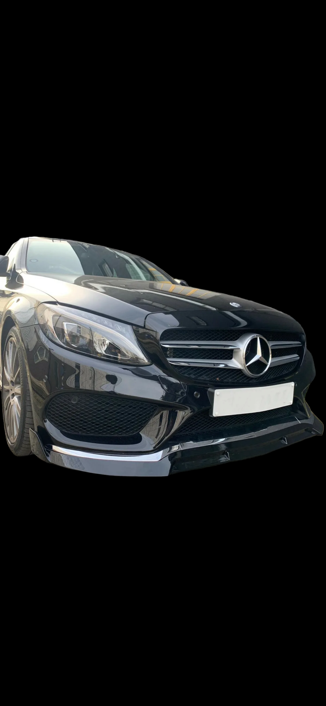 Mercedes C Class C205 W205 A205 C43- Front Splitter Lip Brabus Style Gloss Black